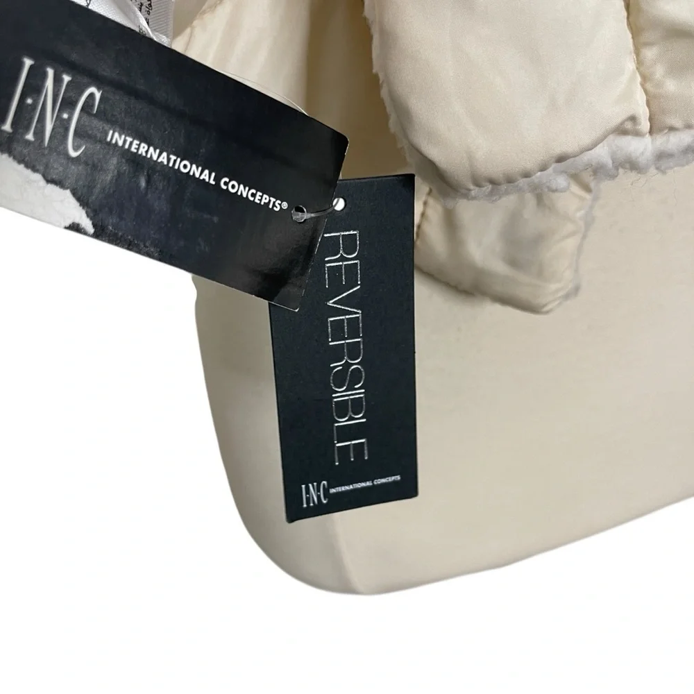 NEW INC International Concepts Quilted Teddy Faux-Fur Puffer Muffler Scarf White